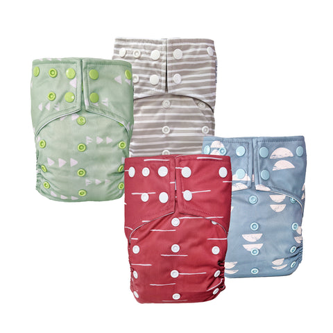 Set of 4 single gusset diapers + wet bag | Balance Set of 4 single gusset diapers + wet bag | Balance