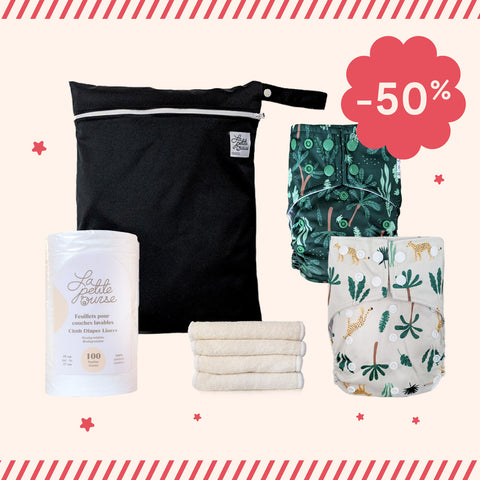 Set of 2 diapers + bag + insert | Jungle